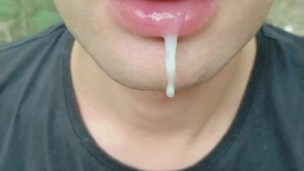 Two times cum spitting by random guys - huge thick loads leaking
