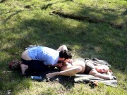 Fan request! Outdoor nude, fucking, pussylicking, cumshot in the forest 9/16