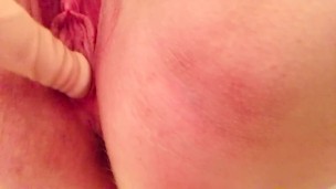 Fucking My juicy pussy With fake cock 