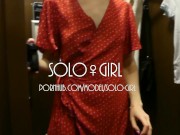 Hot girl play with pussy and tits in the dressing room, public masturbation 1/16