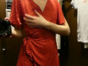 Hot girl play with pussy and tits in the dressing room, public masturbation 2/16