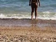 BEACH CANDID - Beautiful THICK BOOTY Latina in a Micro BIKINI 