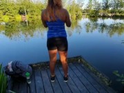 THICK BOOTY Latina in Seethrough Spandex Shorts in a Public Park - Candid Voyeur 3/16