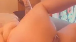 Thick PAWG with fat pussy pleasing herself 