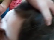 Good girl on her knees blows me.