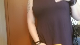 Goth Just has to fix her makeup but plays with a vibrator instead 