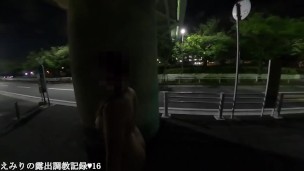 えみり 歩道橋を露出全裸徘徊＆道路の真ん中全裸開脚 調教の様子を自ら公開します。