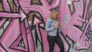 Andreina Picorelli shows her boobs in the middle of the Bogotá street