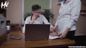 ♥ MarVal - I fucked with my boss in his office and he cum inside me | saggy tits | MILF | POV ♥