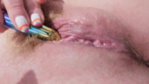 Getting my pussy dripping wet playing with my rainbow bullet