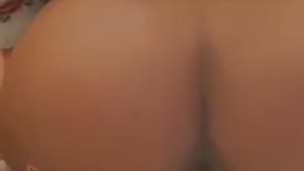 Perfect round ass ebony teen sits on a purple dick!!