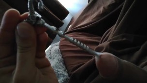 Trying my new urethral dilator, intense and painful orgasm