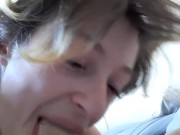 Cute babe sucks and Swallows