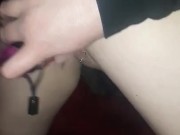 Naughty emo chick, masturbates on the back porch, while being videoed, while having phone sex