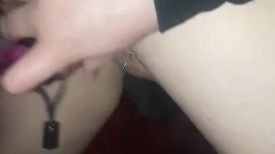 Naughty emo chick, masturbates on the back porch, while being videoed, while having phone sex