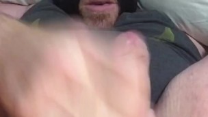 Cumshot targeted for my mouth hits me directly in my right eye so I scooped it all up & swallowed. 