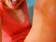 Old Vid PINKMOONLUST Hairy Legs Hairy Pussy Dirty Girl Pink Dress Pees Bathtub Gets Pee on FEET FOOT 16/16