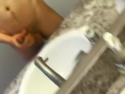 Jerking off in the bathroom in front of the mirror part 2