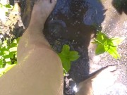 Cute Slutty Dirty Gardening CamGirl Plays Outside in Garden Cleans up Sprays Shorts Garden Hose 16/16