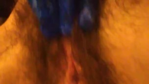 GIRL CUMS Solo Fingerfuck Blue Latex Glove Wet Hairy Pussy Gspot Finger Fingering Gush Pink Custom