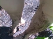 Shaky Cell Video Hairy filthy Garden Girl Feet Foot Plays in Dirt Outside Hairy Slut PinkMoonLust 