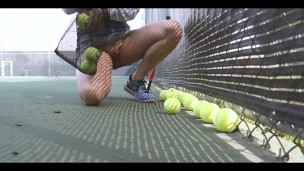 Playing tennis with no panties on.