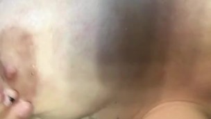 Milf teasing, playing with big natural tits 
