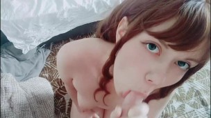 cute teen sucking and riding dick while mom's not at home