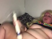 Blonde Gamer Girl Plays with New Toys