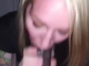 Blonde girl gives black make sloppy head
