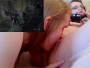 Gamer lesbian orgasms while playing Dark Souls 3, has her pussy fingered and licked by girlfriend 4/16
