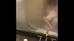 Washing my girl cock 