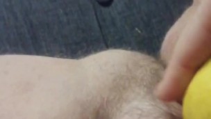 Stuffing my pussy with lemom