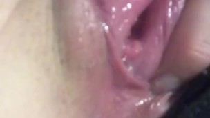 Pushing my pussy cum out after I finger fucked myself 