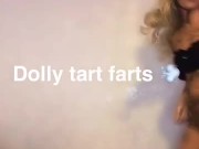 Dirty  cowgirl dollytartfarts farts on your dick and gets messy   1/16