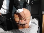 Maestro rope ties and spanks amateur MILF Marie's ass and feet with a riding crop 7/16