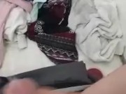 Hella cumming in the bathroom