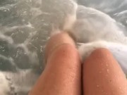 Splashing my feet around in the hotel hot tub