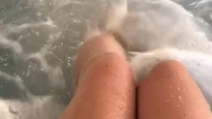 Splashing my feet around in the hotel hot tub