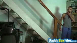 Dudes jerk off before fucking in a shed