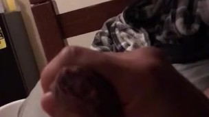 Jacking off my uncut cock cum