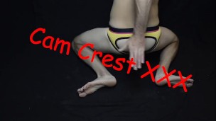 Cam Crest Spanks Himself in a Yellow Jockstrap