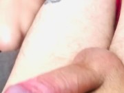  tattoo girl pink hair throbbing oral creampie pulsating cum in mouth HD close up cum swallow 2/16