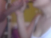 She sucks my dick till I cum in her mouth while her parents are next room. Nik Forberg w/ Aizen 4/16