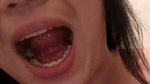 Tranny masturbating and Eating own Cum