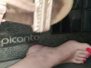 Pedal pumping in sandals hot feet