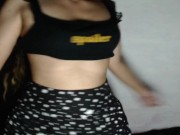 Kneeling in bed tossing hair 12/16