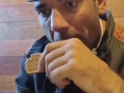 Sweet, cold milk with cookies, I like it. 3/16