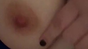 Playing with my big tits and nipples hard