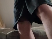 Stroking hard cock with cumshot